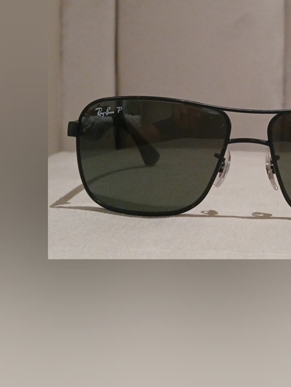 Ray-Ban Polarized Square Aviator Sunglasses - Black/Green